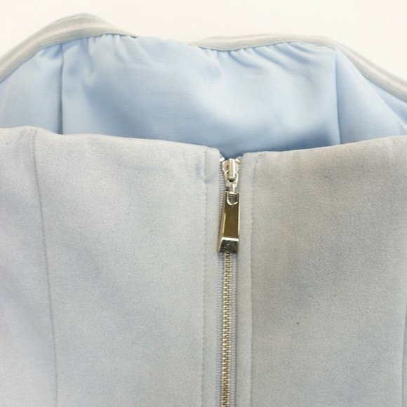 B x RUNAWAY Dress Baby Blue Bodycon Mini XS Sleeveless Stretch Sweetheart Fitted - Picture 11 of 12
